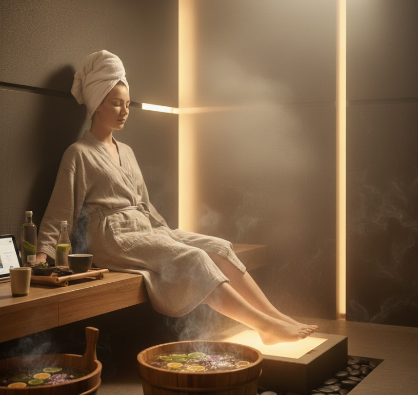 راهنمای سلامتی عمیق برای ماساژ پا در اتاق بخار عرق